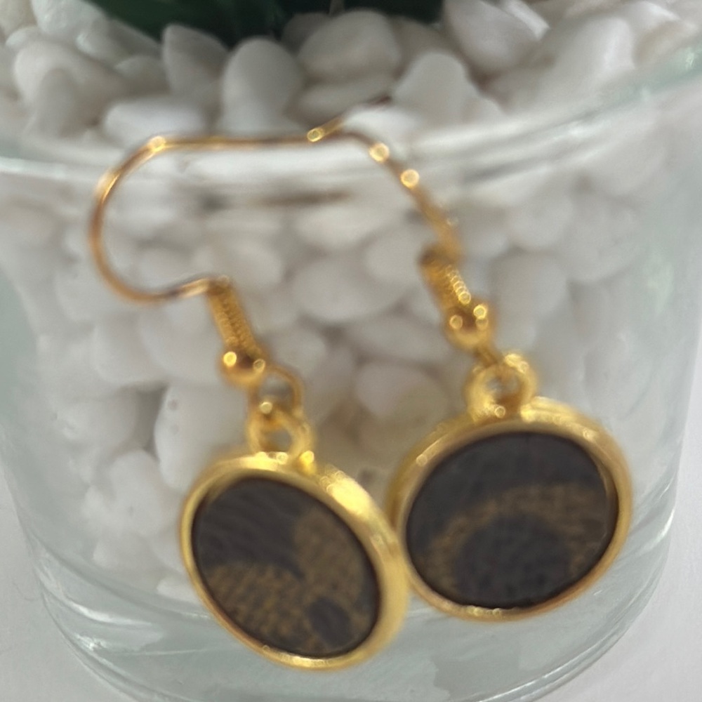 Custom Gold Tone Wire earrings with  Louis Vuitton Monogram Canvas